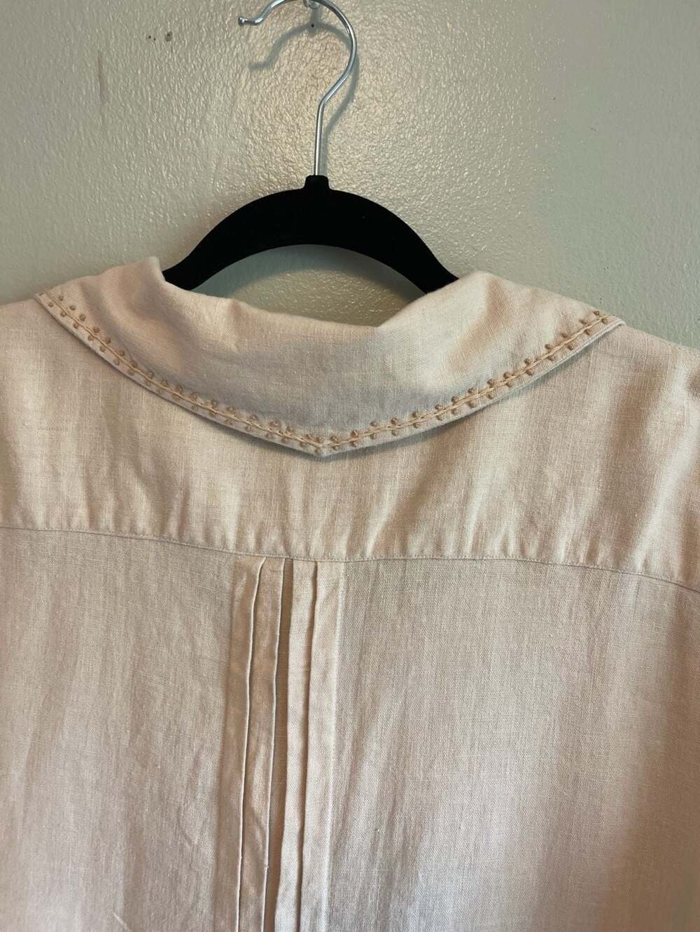 April Cornell Vintage Cream Linen Blend Embroidered  Button Up Dress, Jacket Sz. - Picture 7 of 7